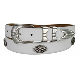SilverWood Italian Calfskin Genuine Leather Designer Golf Dress Belt 1-1/8"(30mm) Wide (Smooth White, 36)
