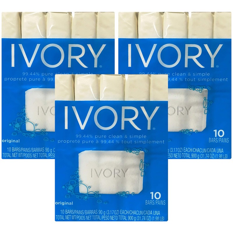 Ivory Jabón, barras originales de 3.17 onzas, 10 unidades cada