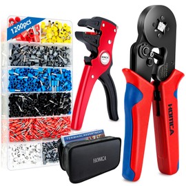 Homca Crimping Pliers, Wire End Ferrules Set with 1200 Pieces, Insulated Uninsulated Cable Lugs 0.25 - 10 Mm2, Wire Stripper and Crimping Pliers Set, Tool Kit with a Tool Bag