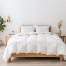 CHUN YI Goose Feather Down Comforter California King, Lightweight Down Duvet Insert, Cloud Soft Summer Fluffy Duvet Comforter with 8 Corner Loops, 66 Oz