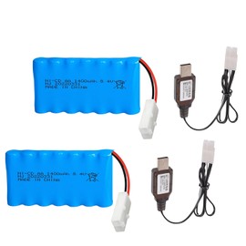 Itexkun 2 Pcs 8.4v 1400mah Ni-Cd Rechargable KET-2P Battery with 2 x USB Cable for RC Car RC Truck Tank