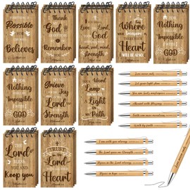 Pasimy 30 Sets Christian Gifts Bulk Religious Notebooks and Pens Inspirational Spiral Pocket Notepads Mini Journals Bible Verse Ballpoint Pens for Christmas Teacher Coworker Church Sunday School