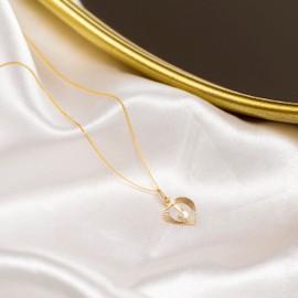 Carissima Gold Women's 9ct Yellow Gold Diamond Cut 'J' Initial Heart Pendant on Curb Chain - 46cm/18'