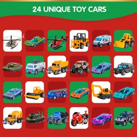 2025 Cars Advent Calendar for Kids, 24 Days Christmas Countdown Calendar Alloy Cars for Toddler Boys Kids, 24pcs Play Die-Cast Toy for Boys, Christmas Holiday Gift Party Favor Surprise Box