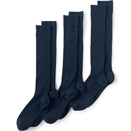 Lands' End Men s Seamless Toe Over The Calf Cotton Rib Dress Socks 3-pack Radiant Navy Regular Medium