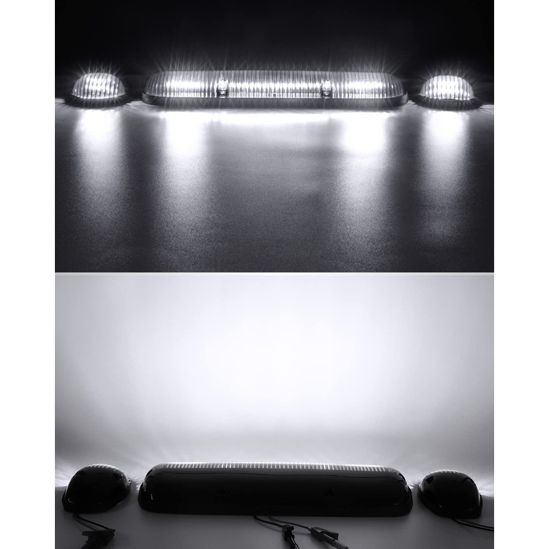 Partsam 3pcs Smoke Cover Lens White 30 LED Cab Marker
