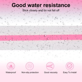 XURI Clear Grip Tape for Stairs Anti Slip Tape with Red Luminous Stripe 4Inch x 16.4Ft, Heavy Duty Non Skid Tape Waterproof, Soft, Comfortable for Bare Feet- for Stairs,Tread Step, Indoor, Outdoor