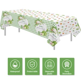 Suhelkit Locally Grown Baby Shower Decorations Tablecloth, 3 Pack Disposable Farmer Market Vegetable Theme Baby Shower Party Supplies Table Cover, 55in x 86in