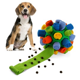 Larimuer Snuffle Ball for Dogs, Snuffle Rug Snuffle Toy, Interactive Dog Toy, Portable Pet Snuffle Ball Toy for Small, Medium Dogs, Pet (Green and Rainbow)