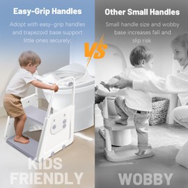 Potty Training Seat with Step Stool - 3 in 1 Potty Training Toilet Seat with Large Handles & Anti-Splash Guard | Foldable Toddler Toilet Seat Adjustable Height Non-Slip Toddler Step Stool