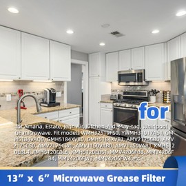 QKWL High-Efficiency Microwave Grease Filter (2-Pack) - Exact Replacement for Whirlpool W10208631A - 13x6 Inches, Easy Install, Universal Fit