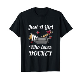 Just A Girl Who Loves Hockey Ragazza Hockey Su Ghiaccio Maglietta