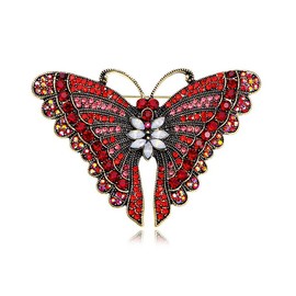 Luxury Butterfly Full CZ Brooches Pins Sparkly Crystal Animal Brooch Classic for Wedding Party Dance Banquet for Women Ladies Elegant Beautiful Girls Lapel Pins Dress Suit Jewelry Gifts (Red CZ)
