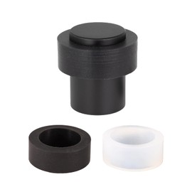 EVI Hardware | Door Stop | 0,94 x 1,18 "Black Lacquered Stainless Steel | Threaded Base | Includes Screw + Clamping Plug + Protectors White and Black | Mod. I-29124x35-NG
