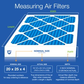 Nordic Pure 20x25x4 (19_1/2 x 24_1/2 x 3_5/8) Pleated Air Filters MERV 7 Plus Carbon 6 Pack
