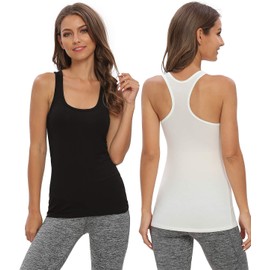 Star Vibe Racerback Workout Tank Tops for Women Athletic Basic Tanks Yoga Undershirt Sleeveless Exercise Active Tops 5 Pack Black/Grey/White/Army Green/Yellow S