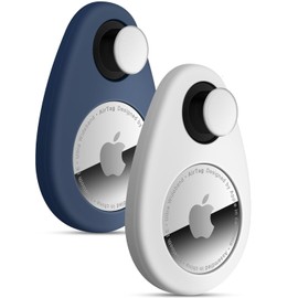 Lulaven for Airtag Holder for Kids Hidden 2 Pack GPS Tracker Case, Anti-Removal Sercutiry Air Tag Case with Pins, GPS Cover Suitable for Children, Elderly, Pets, Backpack, Luggage (Navy Blue, White)