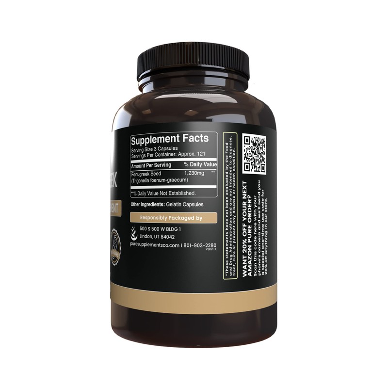 Pure Original Ingredients Fenugreek (365 Capsules) No Magnesium Or Rice