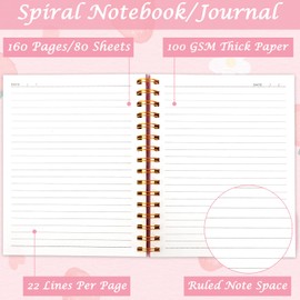 FYSUIMU 2Pcs Cute Strawberry Spiral Notebooks 80 Sheets A5 Red Pink College Ruled Notebook Strong Twin-Wire Binding with Premium Paper for School Classroom Office
