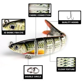 Bass Fishing Lures Kit for Freshwater (3pcs), Trout Fishing Bait, Saltwater Multi Jointed Swimbait for Trout Crankbaits Bass Fishing (Hook Size:#8)