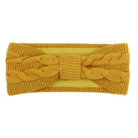 Ladies’ Knitted Headband with Bow and Cable Pattern - Girls’ Ear Warmers with Soft Fleece Lining, SB1026