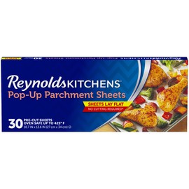 Reynolds Kitchens Pop-Up Parchment Paper Sheets, 10.7x13.6 Inch, 30 Sheets
