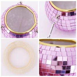 Segreto Disco Ball Planter,4" Multicolored Mirror Ball Plant Hanger for Indoor Plants Hanging Disco Ball Plant Pot Flower Pots Container Bonsai Pots for Home Decor