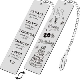 20 Yr Old Birthday Gift Bookmarks for 20 Year Old Boys Girl Birthday Gifts for Nephew Granddaughter 20th Birthday Gift for Girls Boy Always Remember You Are Braver Book Mark