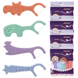 240 Stück Zahnseide Kinder, Floss Sticks Kids, Zahnseide mit kindergerechtem Griff in 4 bunt Tierformen, Flossers Kids, Natürliche Umweltfreundlich für Engen Zahnzwischenräume, bunte Farben