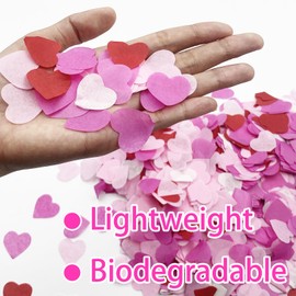 Pack of 10,000 Paper Heart Confetti, Heart Confetti, 2.5 cm Heart Confetti Paper Pink, Wedding Table Confetti Decoration for Valentine's Day, Wedding, Balloons, Table, Gift Box (White, Pink, Rose,