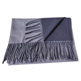 Foresters European Fashion Reversible Scarf for Women | Pure Cashmere Lightweight Reversible Cashmere Scarves/Shawls (Double-sided) - Grey & D.Grey