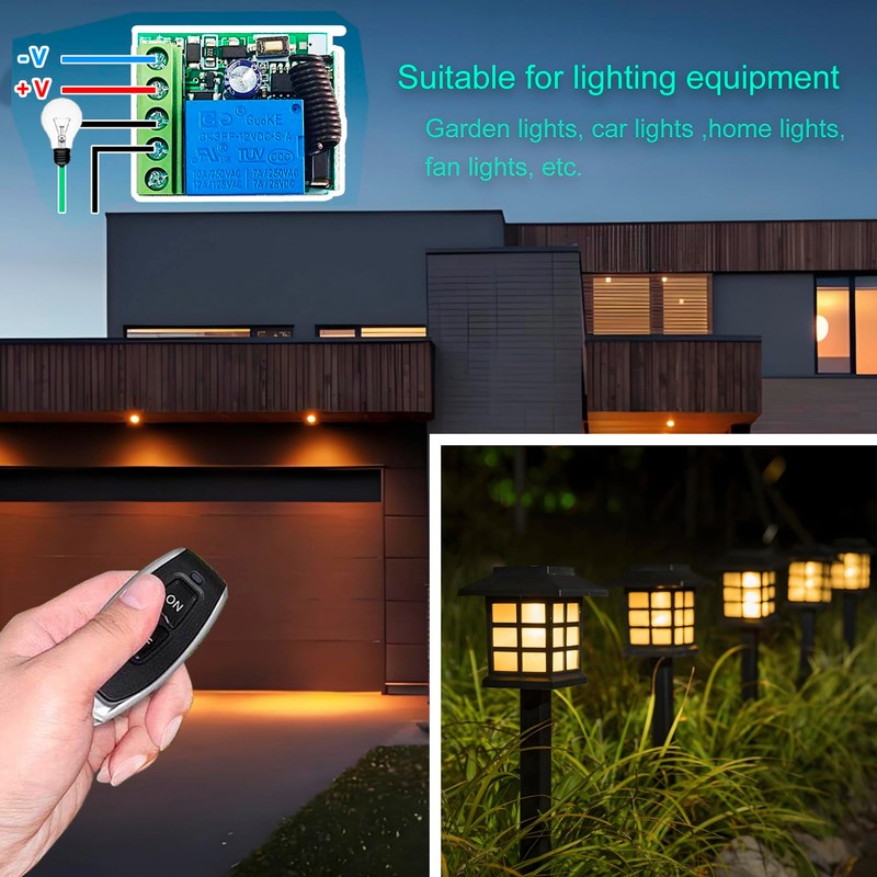 QIACHIP 433 MHz Wireless Relay 12 V with Remote Control