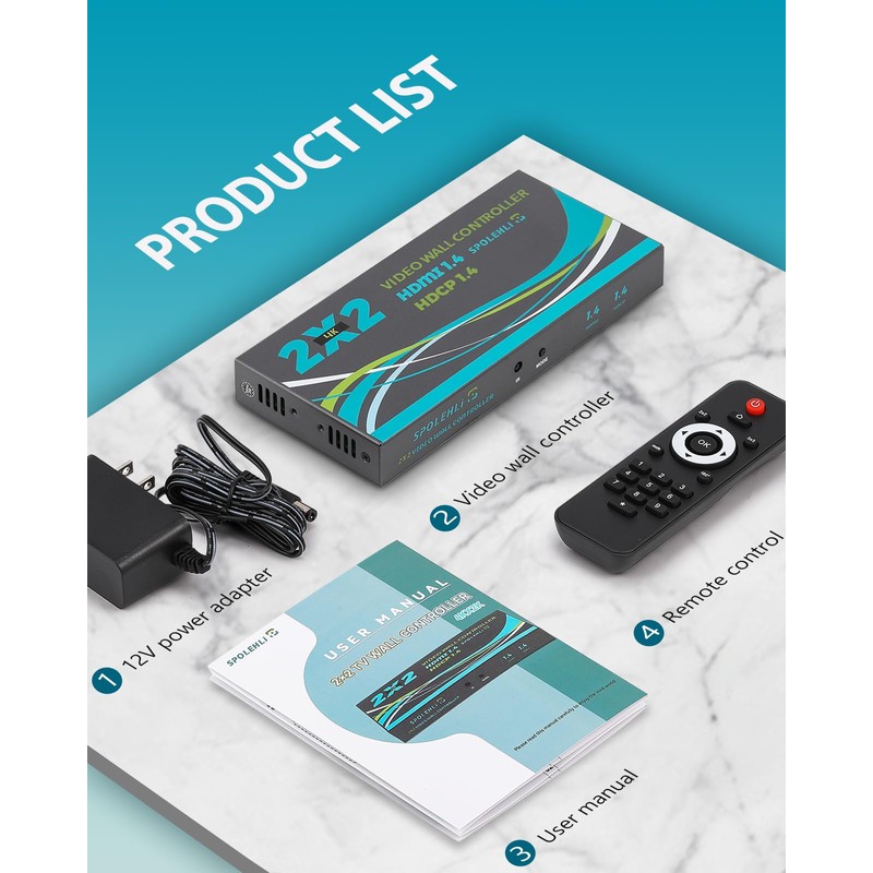 Spolehli 4K Video Wall Controller 2x2, Video Wall Processor with