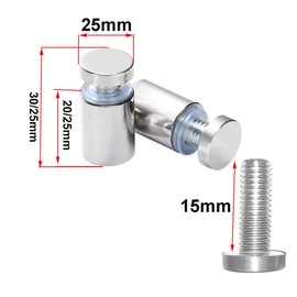 Qrity 8 PCS Standoffs Mounting Hardware Advertising Glass Acrylic Standoff, Stainless Steel Standoffs, 25X25mm, with Screw Mounting Accessories