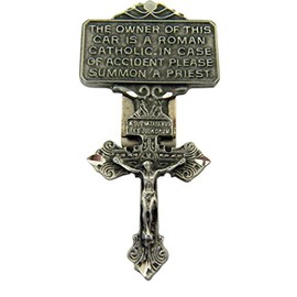 WJH Pewter Pardon Cross Crucifix Visor Clip, 2 7/8 Inch