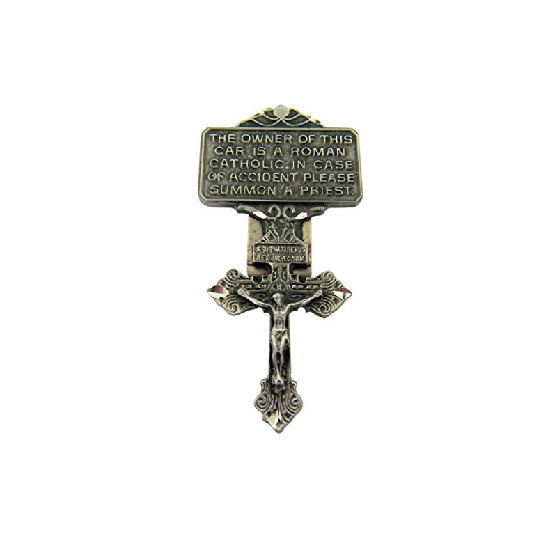 WJH Pewter Pardon Cross Crucifix Visor Clip, 2 7/8 Inch