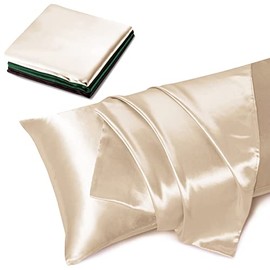 TREELY Satin Body Pillowcase for Hair and Skin, Silky Satin Body Pillow Cover 20x48 inches Body Pillow Case with Envelope Closure, Beige