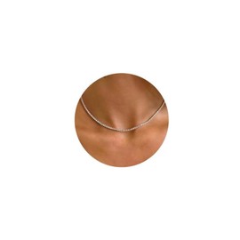 SVNXI Tennis Necklace 14K Gold Plated/Silver Sparking Rhinestone Choker Necklaces Dainty Crystal Cubic Zirconia Bridal Wedding Jewelry for Women (13inch 3mm Silver)