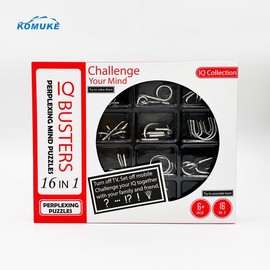 KOMUKE Metal Wire Puzzle Set by Komuke, Brain Teaser IQ Test, Magic Trick Toy for Party Favor Kids Adults Challenge - style: 16 Pcs Gift Box (Red)