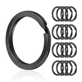 VNIDJGB 20 Pcs Black Key Ring Hoop, 25 mm Stainless Steel Black Split Rings, Metal Flat Heavy Duty Keyring Rings, for Car Keys Organization, Making Crafting and DIY for Men & Women.