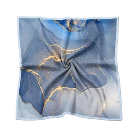 BHAHB Silk Feeling Scarf 27.5 Inches Large Square Satin Head Hair Wrap Sleeping Fashion Lightweight Cute Aesthetic Handbag Decoration for Women Girls-Blue Marble