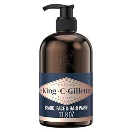 King C. Gillette - Jabón de barba para hombre, 11.8 onzas, infundido con aceite de argán y aceite de aguacate para limpiar el cabello y la piel
