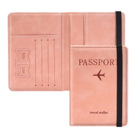 ILIYAH Passport Holder Travel Wallet PU Leather RFID Blocking Passport Cover Case with Card&Cash Slots Travel Essentials(Pink)