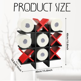 Weysat Tic Tac Toe Toilet Paper Holder Stand Bathroom Wall Decor Rustic Wooden Hanging Storage Freestanding Wall Mounted Shelves Decor for Toilet Tissue Farmhouse
