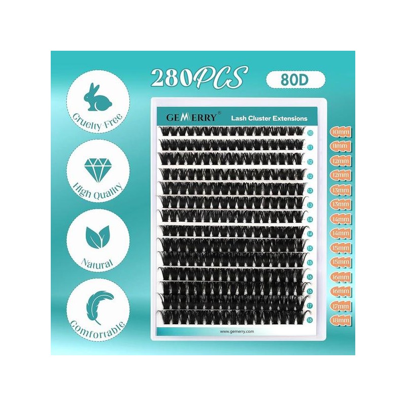 GEERRY 초보자용 GEERRY DIY 속눈썹 연장 키트 280개 개별 클러스터