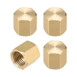 uxcell 1/8NPT Pipe Fitting Valve Cap, Brass Hex Female Thread Hose Connector, for Garden and Outdoor Water Pipes Nozzle Joints, 4Pcs