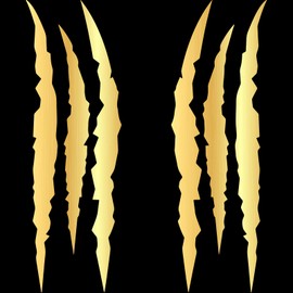 HungMieh 2PCS Claw Mark Car Decak, Car Headlight Decal/15.8 Inch, Monster Claw Scratch Stripe Stickers for Dodge Challenger/Charger, Brushed Gold