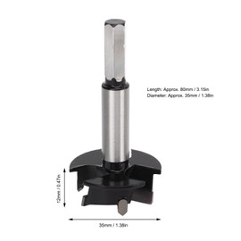 Broca Forstner, Abridor de Agujeros de 35 Mm de Acero de Aleación de 3 Hojas con Límite para Carpintería