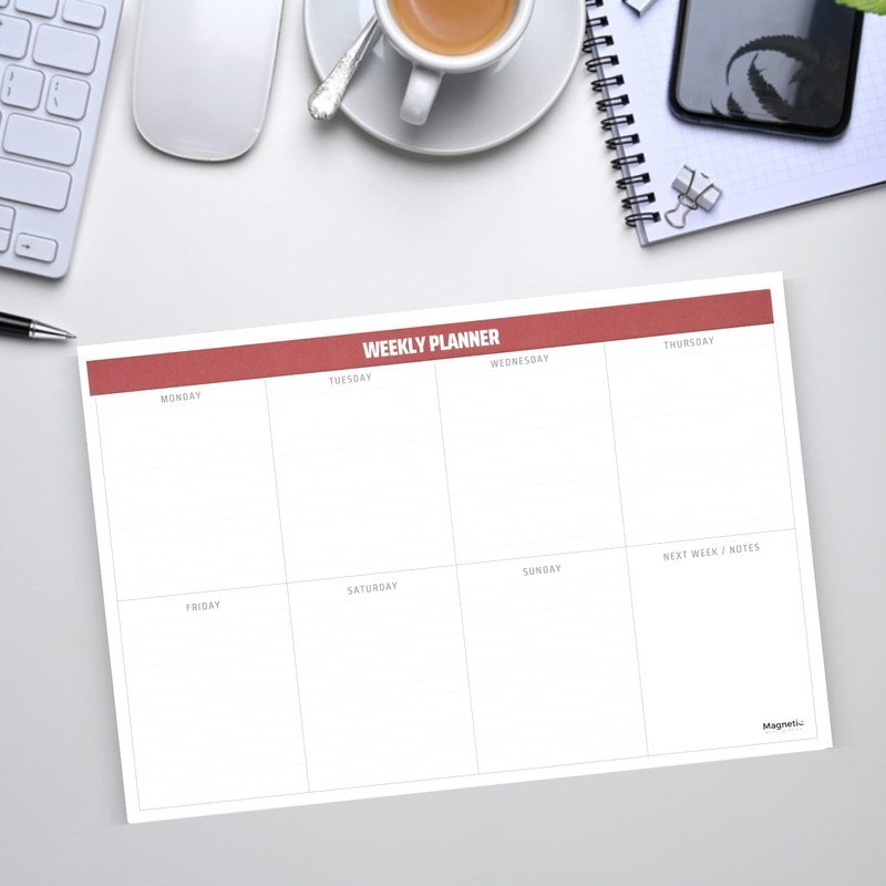 Magnetic Innovations Weekly Planner Notepad, Magnetic Backing for Fridge Mounting,