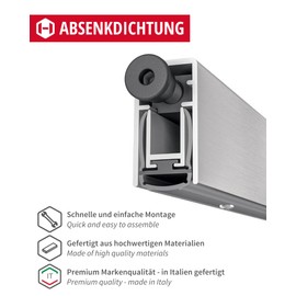 Gedotec Lowerable Floor Seal, 1 Piece Door Seal Bottom Automatic 15 x 28 mm, ACCOUSTIC PLUS, Length 730 mm, Can Be Shortened, Lowering Seal for Doors, Door Floor Seal, Wind Protection, Anti-Cold